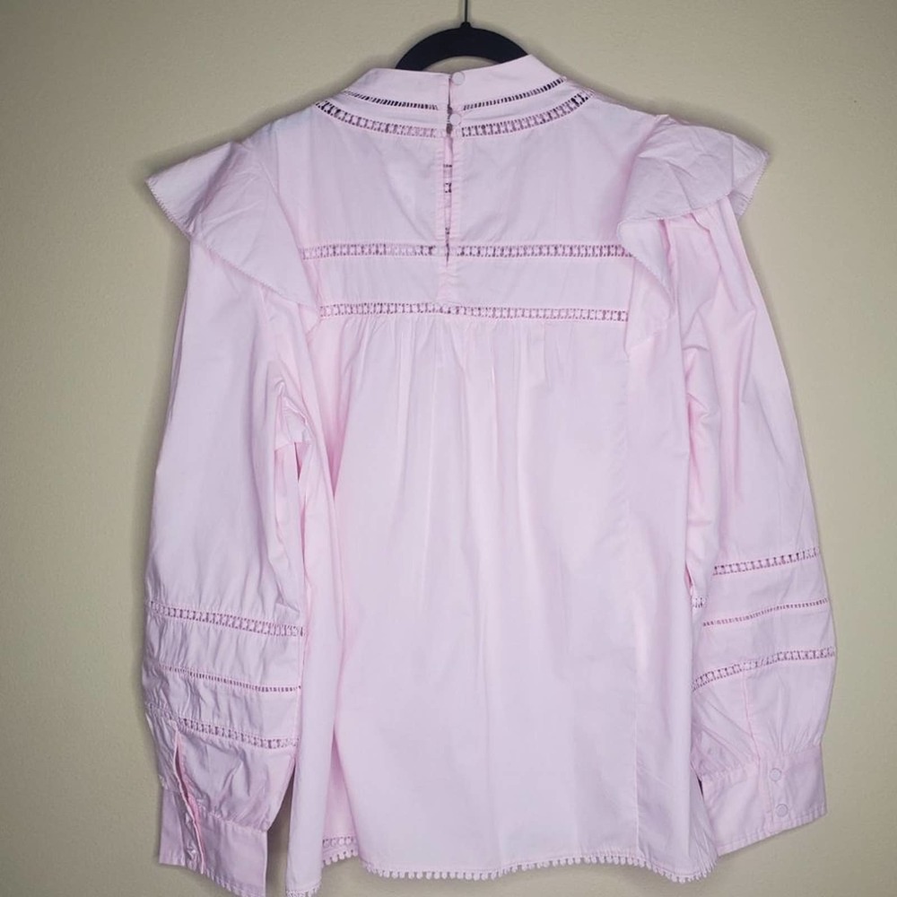 NEW J.Crew Crocheted Lace Ruffle Top Pink Large - Picture 10 of 11